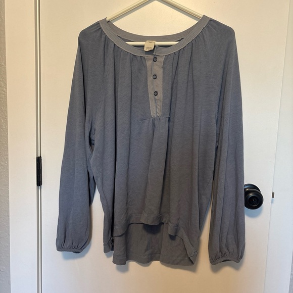 We The Free Tops - Free People Flowy Boho Tunic Top Small Slate Blue Peasant Long Sleeve